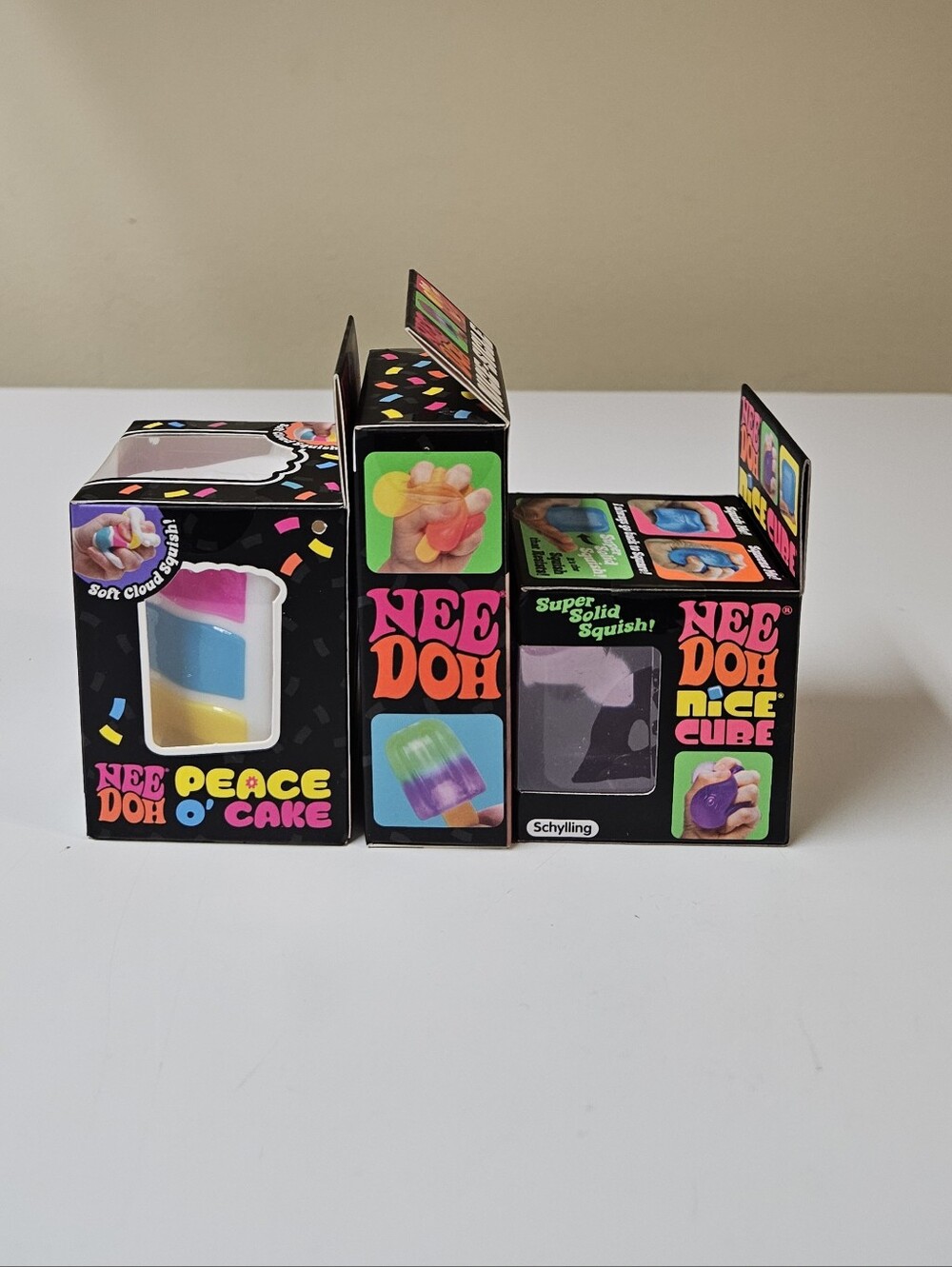 Needoh Squishy Toys Lot Of 3 Peace O'Cake - Nice-Sicle -Nice Cube Purple - Picture 2 of 7